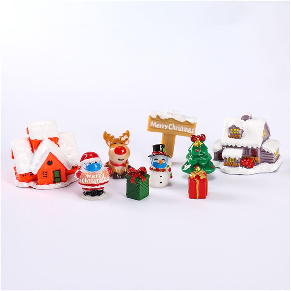 DIY Crafts Resin Christmas Tree Snowman Gift Box Miniatures Micro Landscape Xmas House Mini Castle Dollhouse Decor