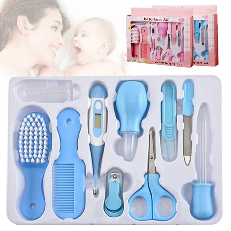 10 Pcs/Set Newborn Baby Health Care Kit Accessories Nail Clipper Scissors Brush