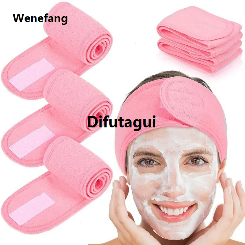 Difutagui 1 PC Makeup Hairband Eyelashes Extension Spa Facial Headband Makeup Bargain Affordable price Wrap Head Terry Cloth Headband Stretch Towel with Magic Tape