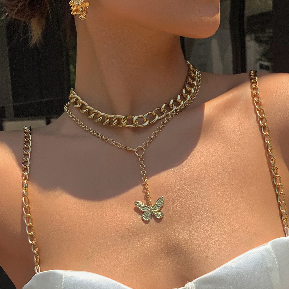 【Pocket king VOX】Cute Crystal Animal Butterfly Necklaces for Wo Candy Color Gummy Bear Chain Necklaces 2020 Female Bijoux Collars