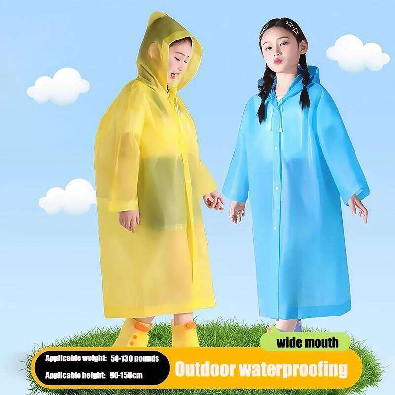 Childrens Waterproof Poncho Non-Disposable Travel Rain Gear Boy Girl Outdoor Coat Child Raincoat Pink white blue yellow