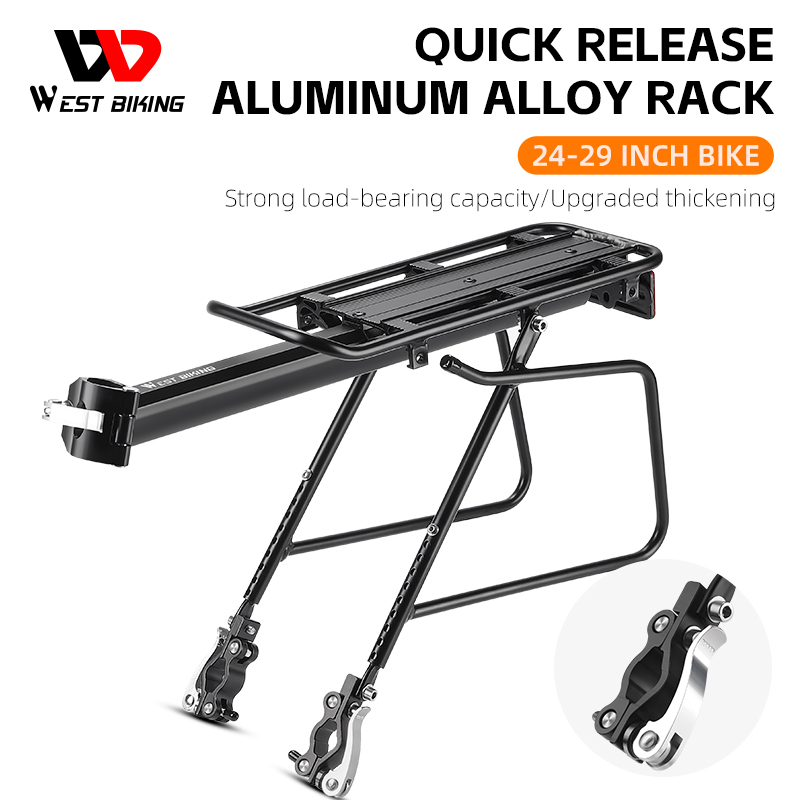 WEST BIKING Bicycle Rear Cargo Racks 100 KG Load Aluminum Alloy Luggage Carrier MTB Rear Seat Trunk Quick Release Pannier Rack