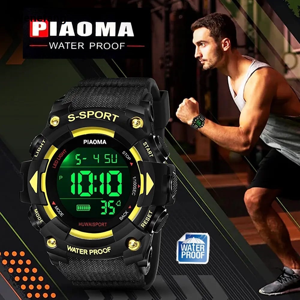 Wenefang PIAOMA Multi Function Black Led Back Light Night Portable Vision Digital Sports Watch for Men Boys