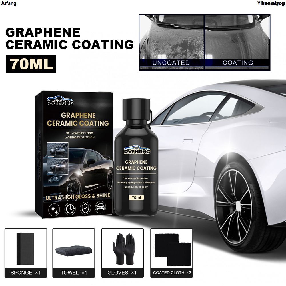 JufangYikaohuang70ml Graphene Ceramic Coating Waterproof Nano Ceramic Coating Graphene Car Paint Care Anti Scratch Hydrophobic Paint Protection Bargain price Luxury Portable