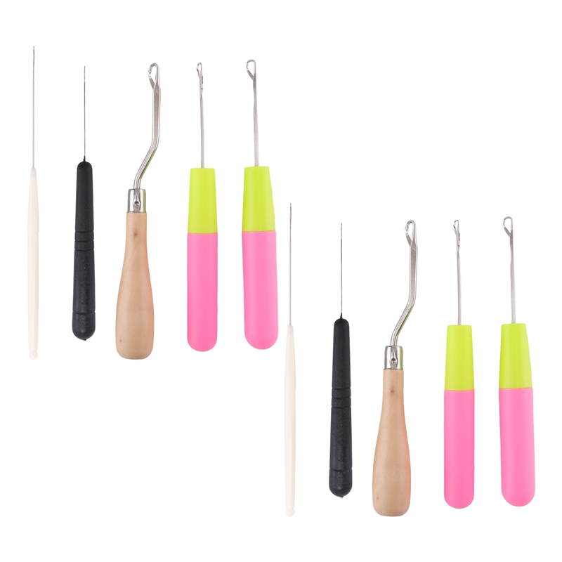 OUMERY Bent Latch Hook Crochet Needle Hook, Include Wooden Bent Latch Hook Plastic Curl Crochet Needle for Hair Carpet Making