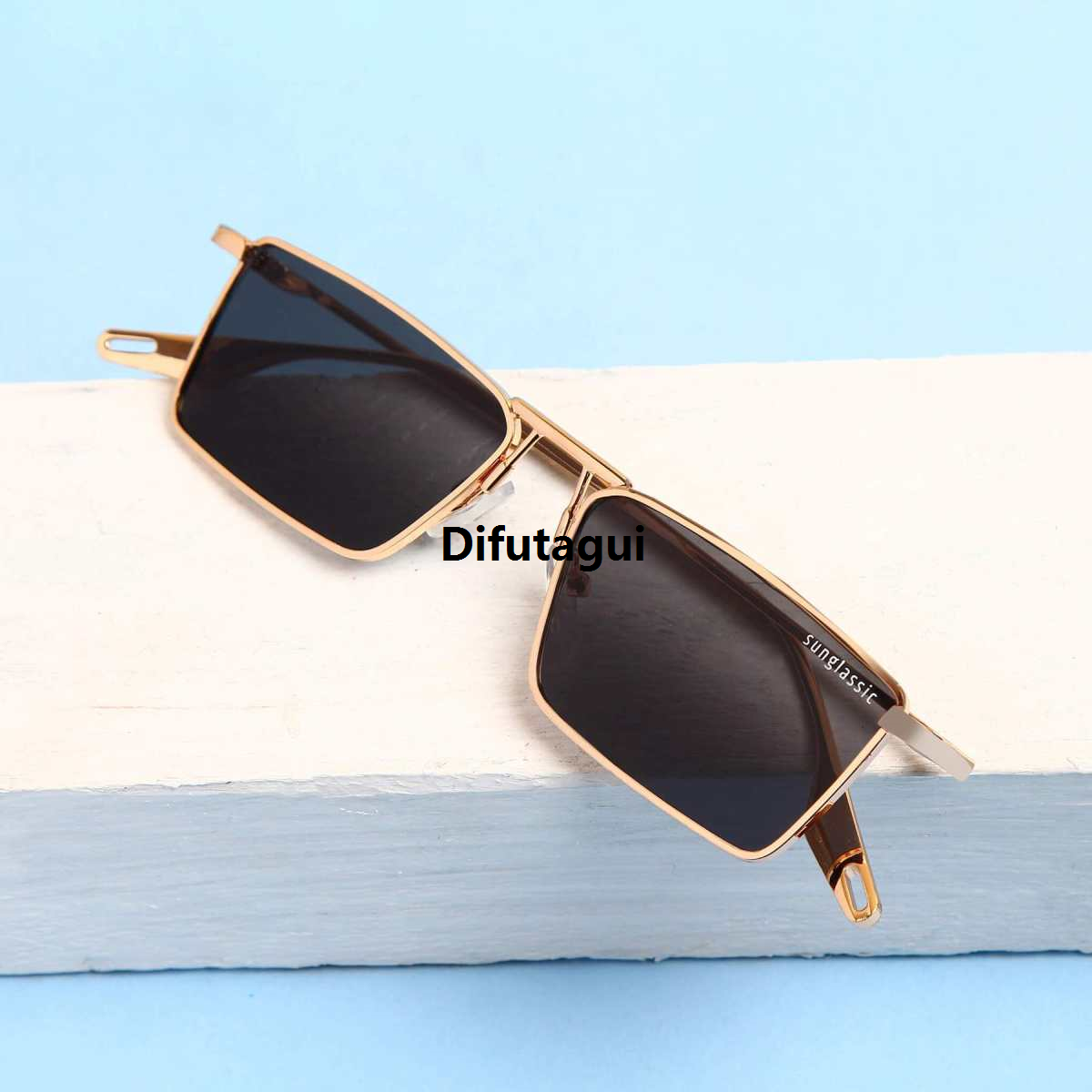Difutagui 【2025 Version】【AiBaby Store】(NEW)Sunglasses 2021 Fashion Small Box Metal Frame Rectangle Fifty percent discount Glasses The New Vintage Men And Women Luxury Designer Driving Eyeglasses
