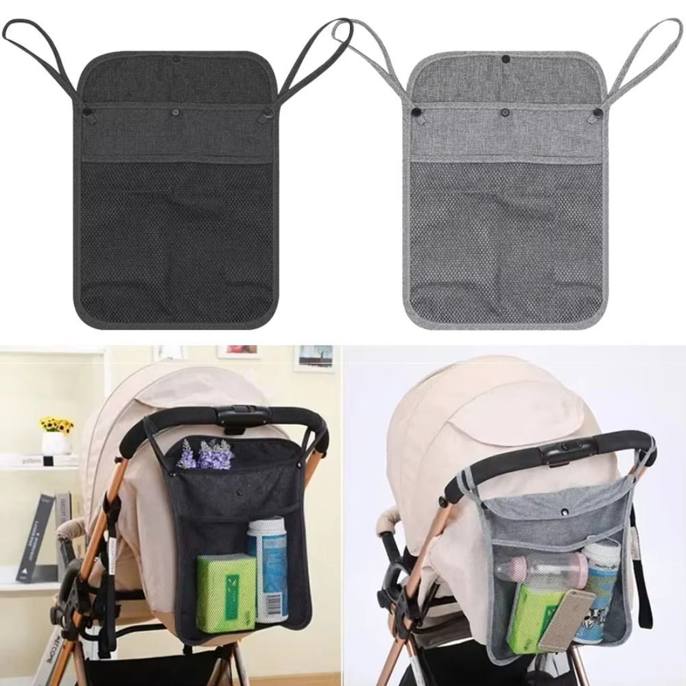 2Pcs Portable Multifunctional Baby Stroller Mesh Bags Hanging Bag Double Pockets Mommy Organizers Large Capacity Perspective Trolley Net Bag Snack
