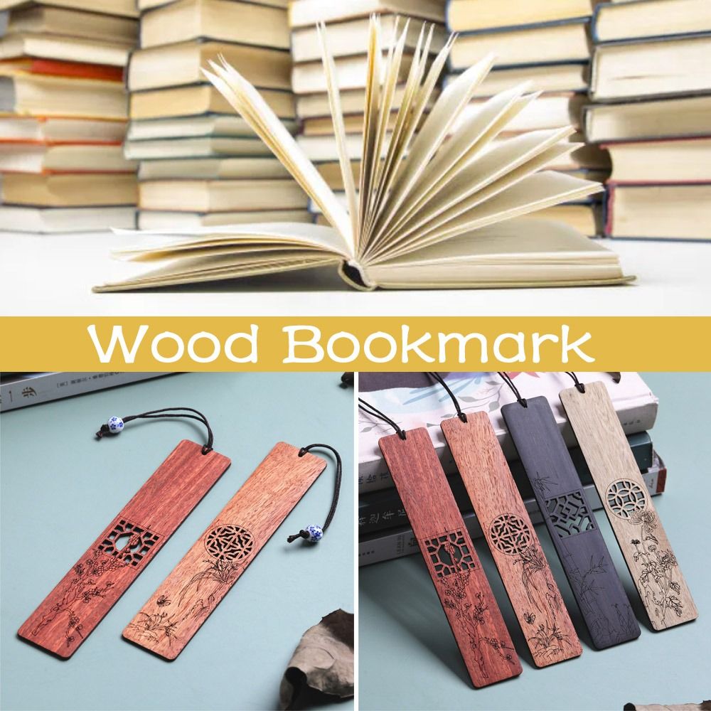 Portable Wooden Vintage Bookmark Stationery Plum/Orchid/Bamboo/Chrysanthemum Pagination Mark Retro Chinese Style Book Clip