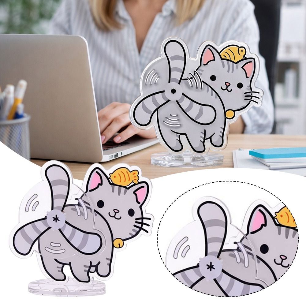 Cute Cartoon Cat Cat Rotatable Stand-up Acrylic Anime Theme Mini Rotating Stand Acrylic Desktop Ornaments Anime Ornament Gifts