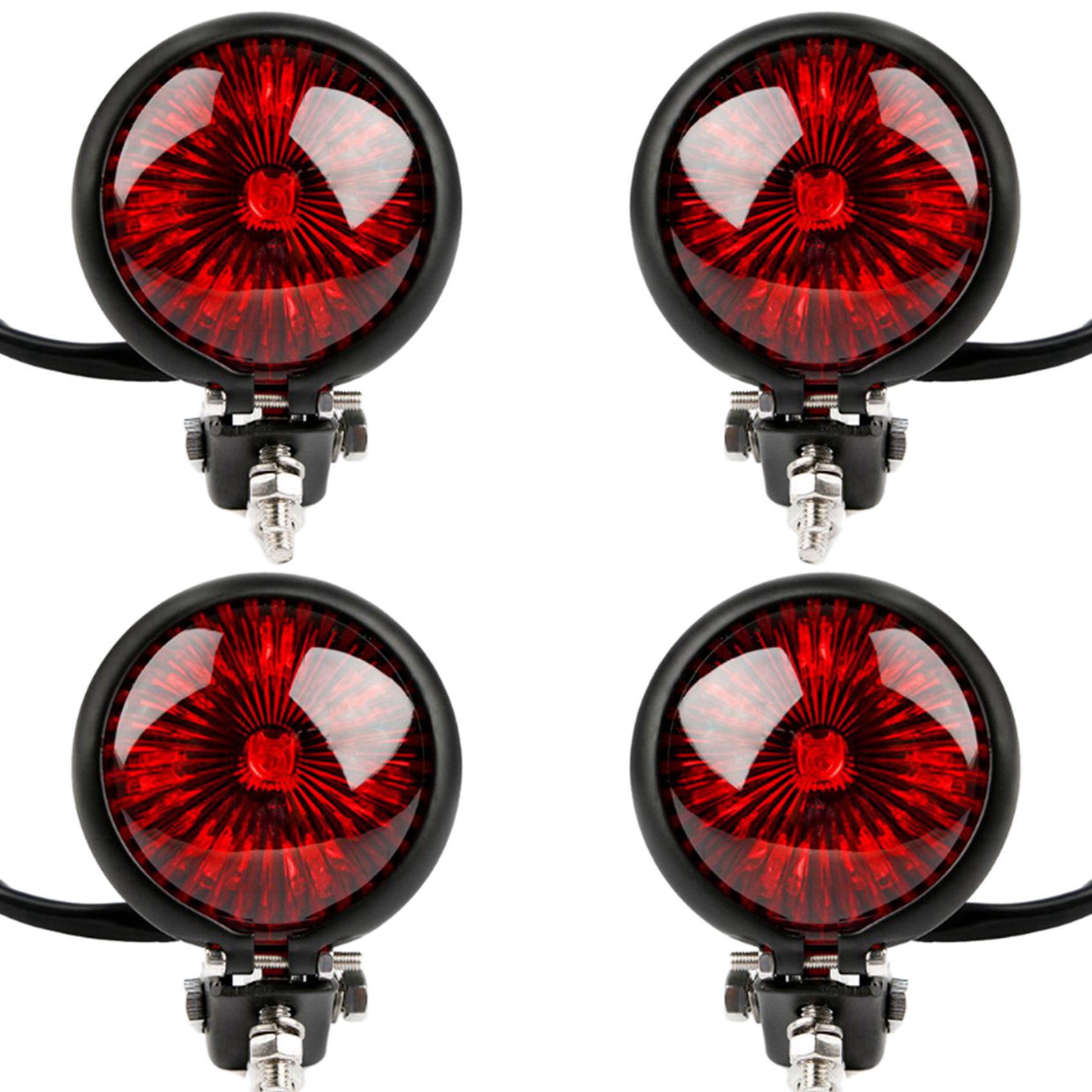 6X Motorcycle LED Rear Tail Light Brake Stop Lamp Moto LED Tail Light for Chopper Cafe Black