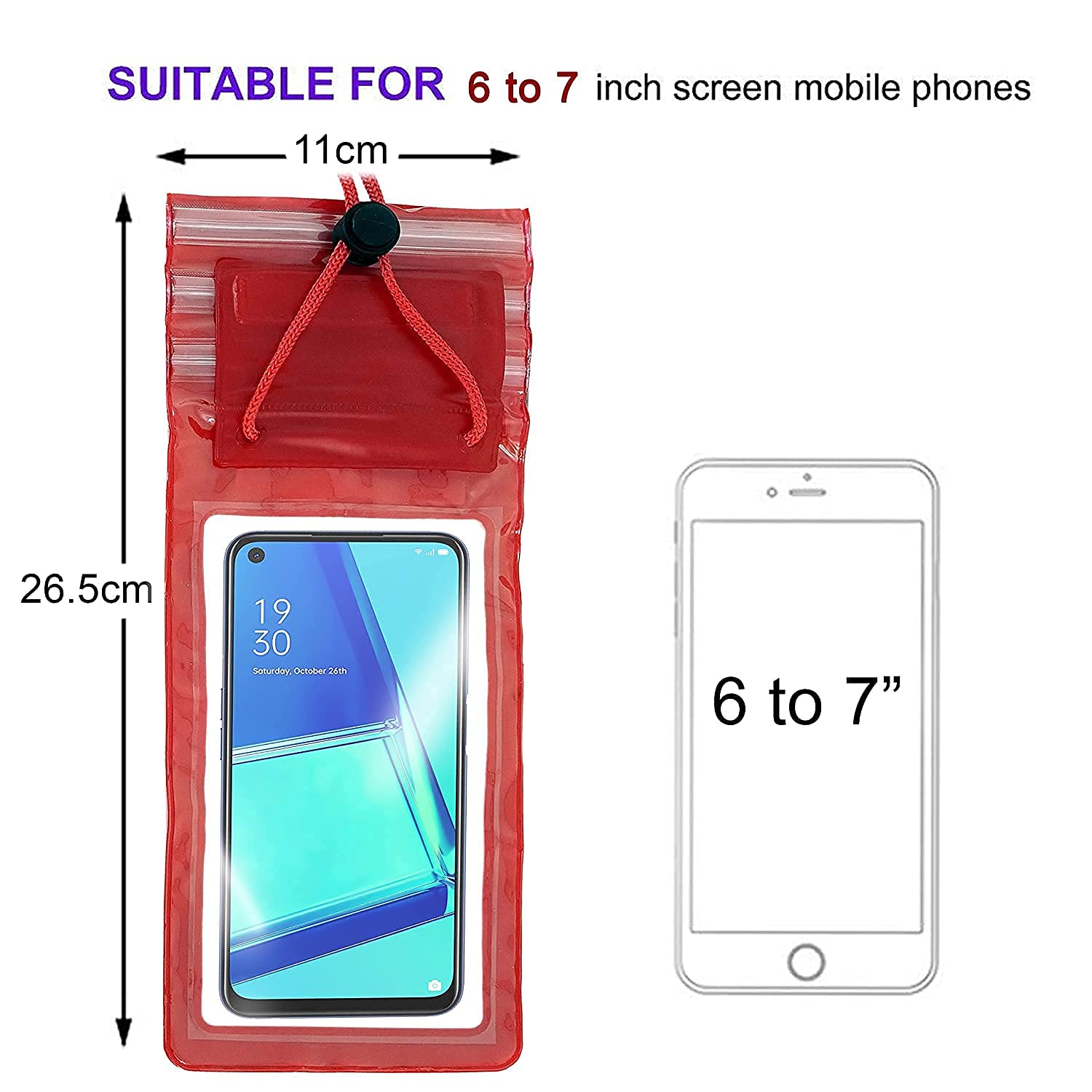 Waterproof Sealed Mobile Pouch PVC Transparent Rain Protection Mobile Cover Pouch Case for all phones upto 7.0 inches