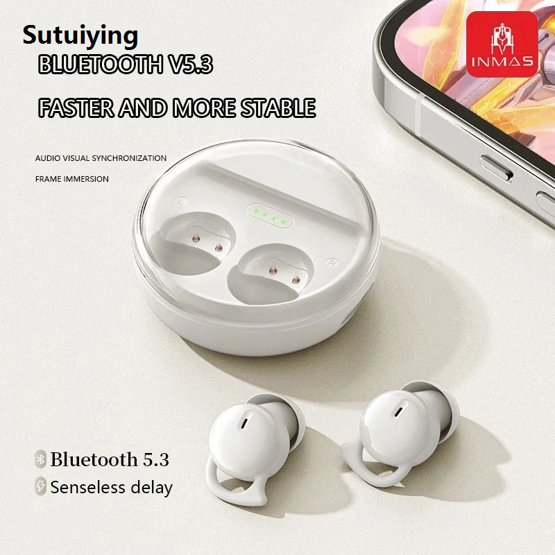 Sutuiying INMAS Q26 ENC Mini Portable Wireless Headsets Bluetooth In-Ear Earphone Original Noise Reduction Earbud Invisible Sleep Headphones HD Mic