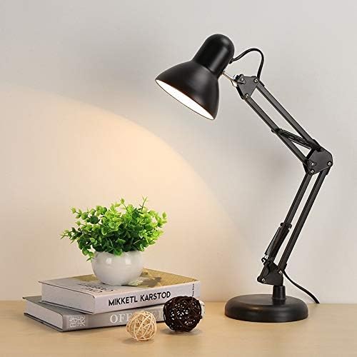 Modern LED Desk Lamp with Long Swing Arm - Adjustable E27 Clip Table Lamp for Study, Office, Reading & Night Light Use