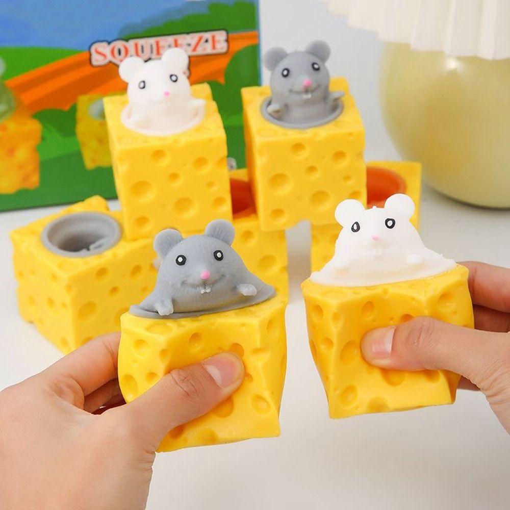 New PVC Cheese Mouse Decompression toy Stress Relief Pop Up Squeeze Toy Toys Gift Funny Fidget Toys children