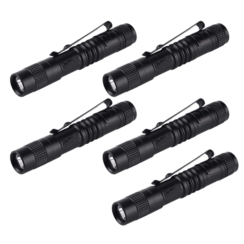 ARELENE 5X Flashlight Pen Torch Super Small Mini AAA XPE-R3 LED Lamp Belt Clip Light with