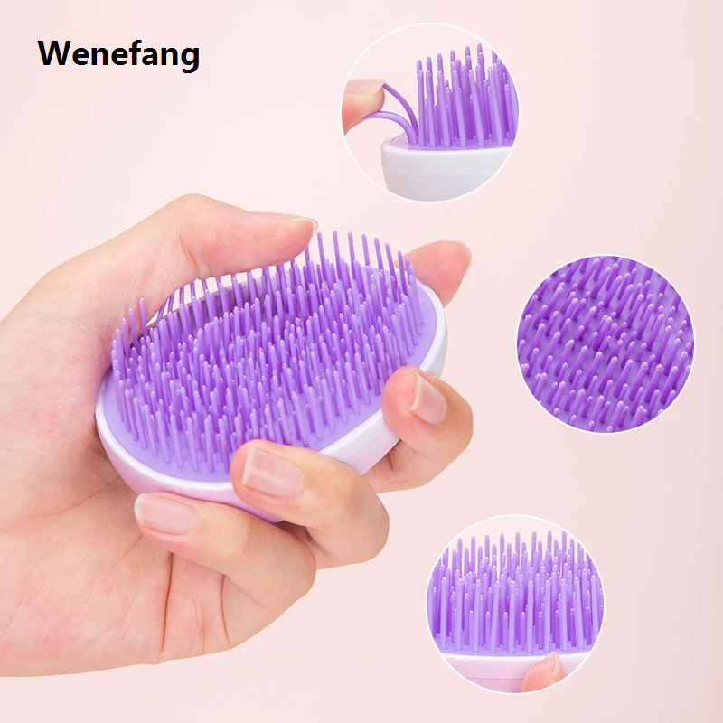 Wenefang 1 pcs Mini Detangling Hair Brush Gradient Egg Round Shape Tangle Original Hair Brushes Soft Hairbrush Salon DIY hair styling tools