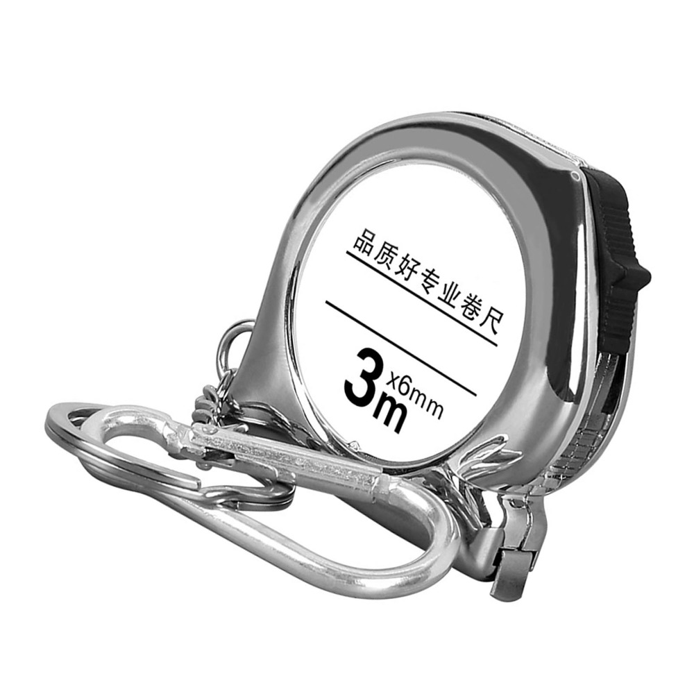 Durability 3 Meters Mini Tape Measure Silver Stainless Steel Tape Measure Keychain Steel Measuring Tape Daily Measuring