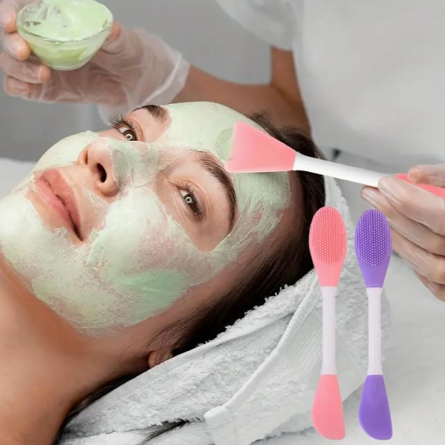 1 Piece Face Mask Brush Applicator, Double Ended Silicone Mask Beauty Tool, Soft Silicone Mud Face Mask Brush