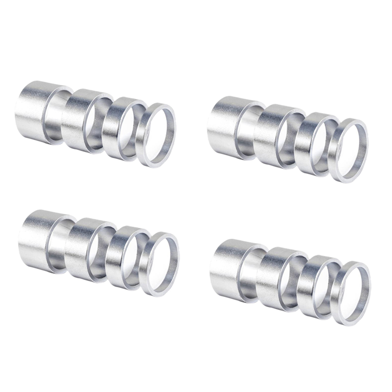 ARELENE 16Pcs 5/10/15/20mm Aluminum Alloy Headset Stem Spacer 28.6mm Fork Washer Cap for Road Bike Cycling,Silver