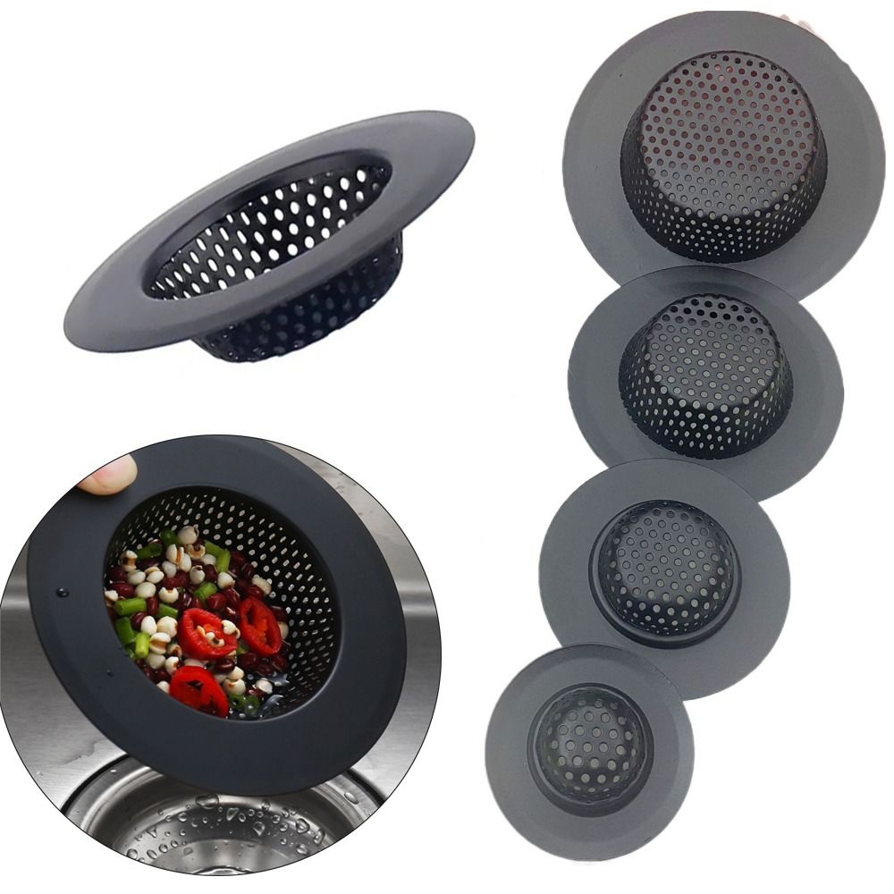 Durable Stainless Steel Sink Strainer With Handle Anti Clog Drain Filter Black Floor Drain Mesh Trap Kitchen Bathroom Accessories