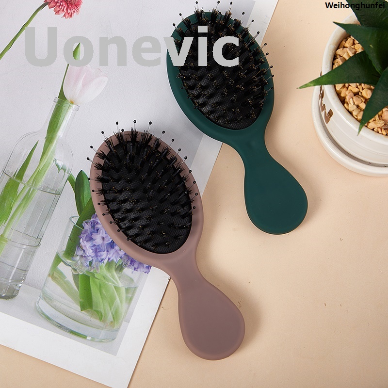 WeihonghunfeiBrush styling tool for combing hair, oval shape brush with boar bristles, Luxury mini natural wild, 1 piece portable massage comb, salon hair care. Bargain price