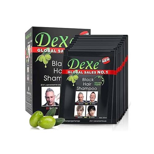 Dexe Black Hair Shampoo for Natural Hair, Temporary Instant Hair Dye Maintain, Easy to Use, Lasts 30 Days, Natural Ingredients (Pack of 10)