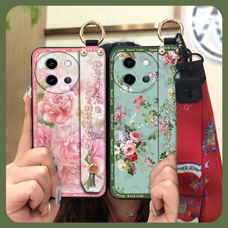 Soft case Wrist Strap Phone Case For VIVO Y200i/Y38 5G China Silicone protective Shockproof Anti-dust Chinese style ring