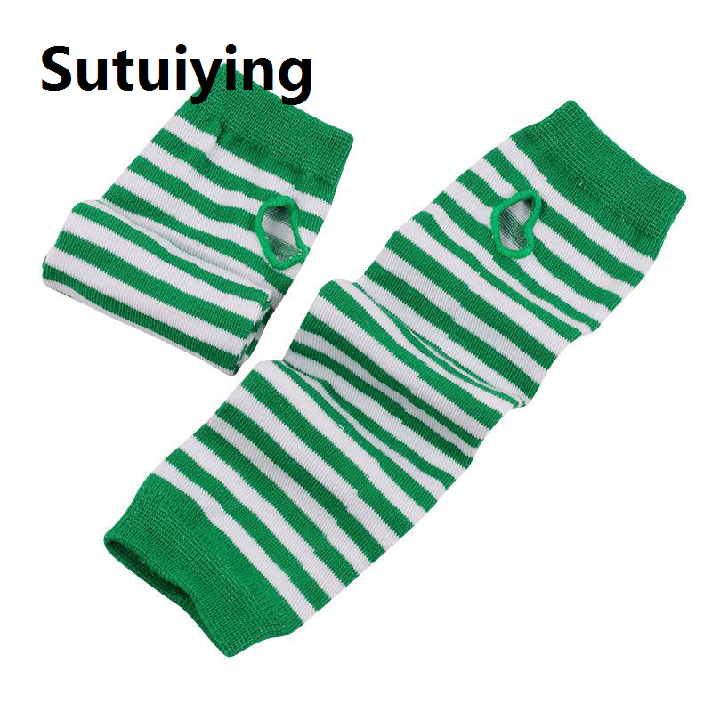 Sutuiying Korean Version Of Cospla Cartoon Black And White Striped Fingerless Arm Long Gloves Fugar