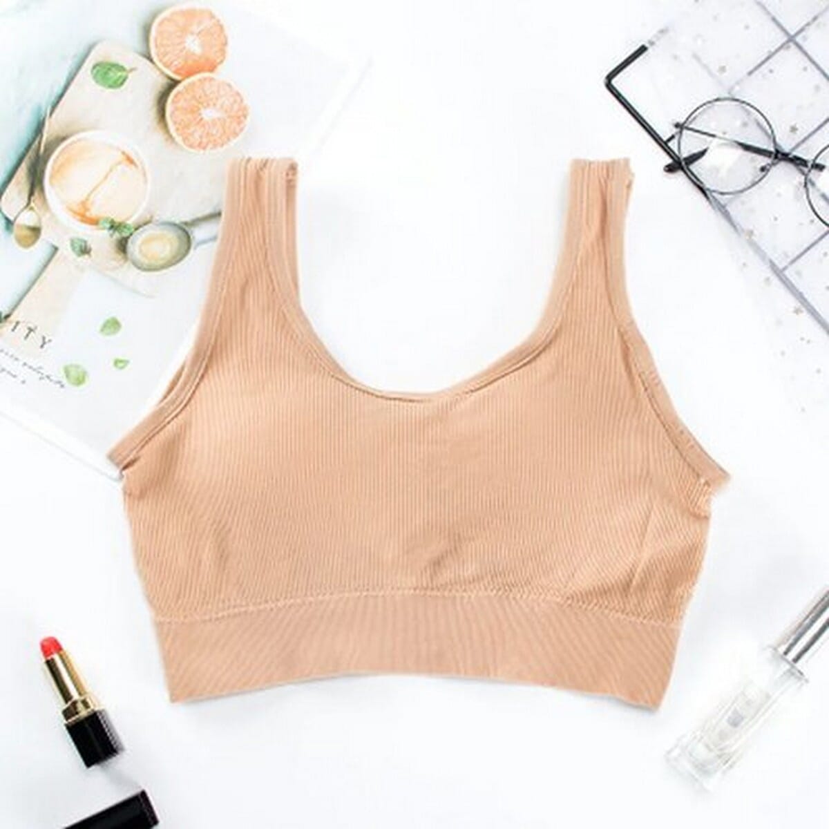 Sport Women Tank Crop Top Push Up Bra Seamless Camisole Underwear Tops
