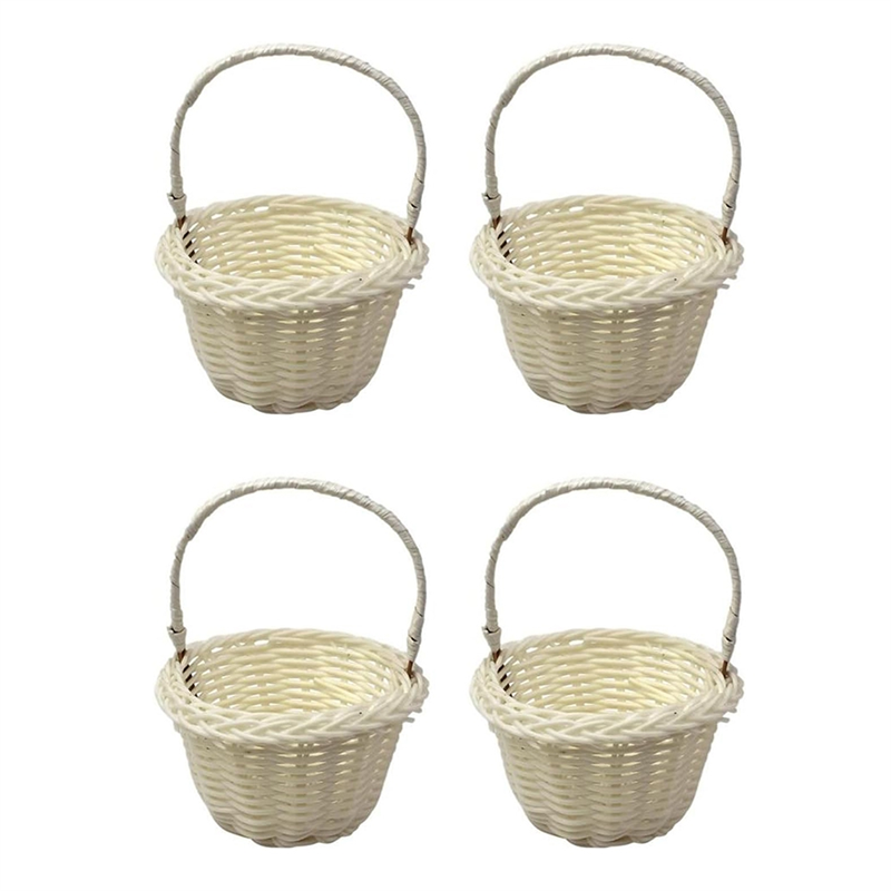 NAMUNY Pack of 4 Mini Woven Baskets, Wedding Flower Basket,8x5 cm Baskets for Flower Girls,Flower Girl Baskets,Braided Flowers