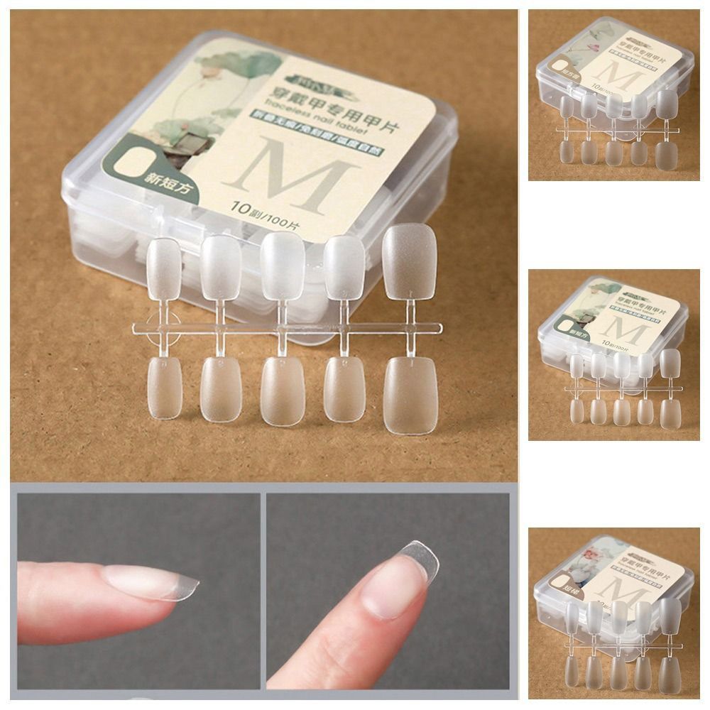 Boxed Set 100 PCS/Box Press on Nails Ultra Thin Clear False Nails Long Short Almond Shaped Pre Sized Nail Art Professional Use