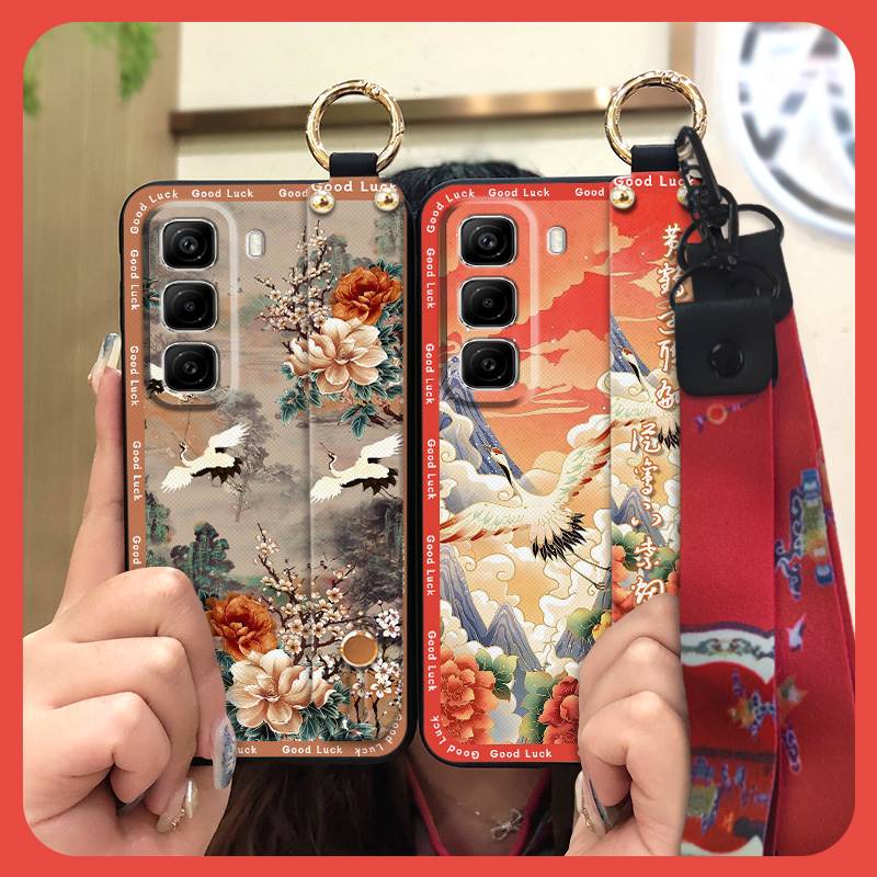 Durable Back Cover Phone Case For infinix Hot60 5G/Hot60i 4G/X6726/X6728/B Chinese style Wristband Fashion Wrist Strap