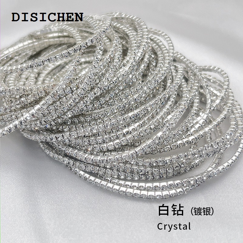 DISICHEN Fifty percent discount 1Pcs Single Row Cubic Zirconia Tennis Bracelet Silver Color Elastic Bangle for Women Multi Layered Wearing Streetwear Jewelry