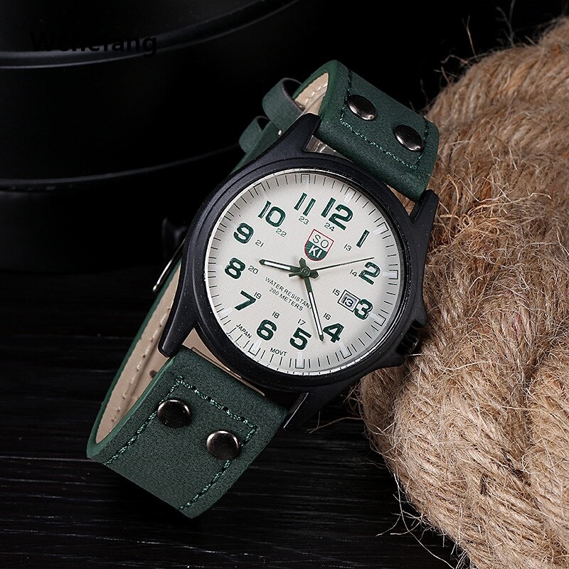 Wenefang SOKI 1pc Men Brown Quartz Watch With Circular Watch Sales promotion Dial Pointer Leather Date For Sports Daily