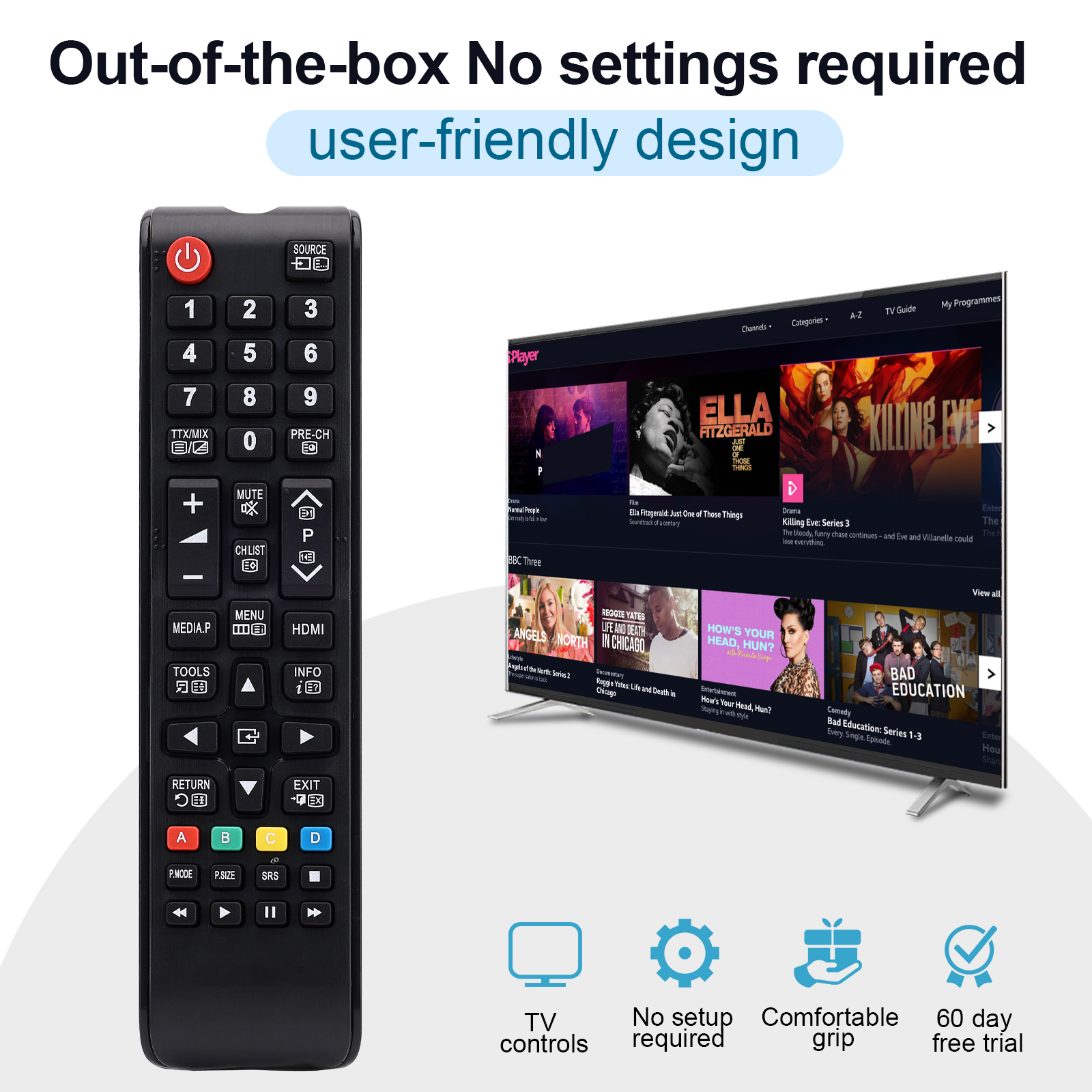 NEW Universal -Samsung- Tv Remote,替换 for -Samsung- Smart Tv - Led Lcd Hdtv Qled Suhd Uhd 4K 3D Tv