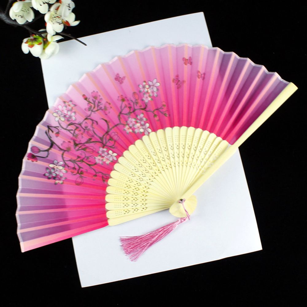1PC Party Gifts Wedding Party Art Craft Silk Pattern Hand Held Chinese Style Japanese Folding Fan Hand Held Flower Fan Photo Prop Tool Dance Hand Held Silk Fan