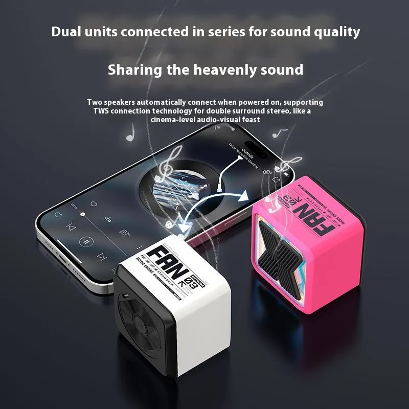 High Quality Deep Bass Compact Wireless Speaker with TWS Pairing Bluetooth Speaker with Colorful LED Lights