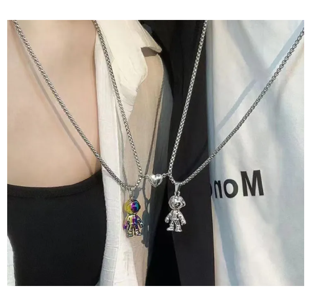 Kaira Store 60 Cm 2Pcs Magnetic Heart Shape Promise Couple Necklace/Locket