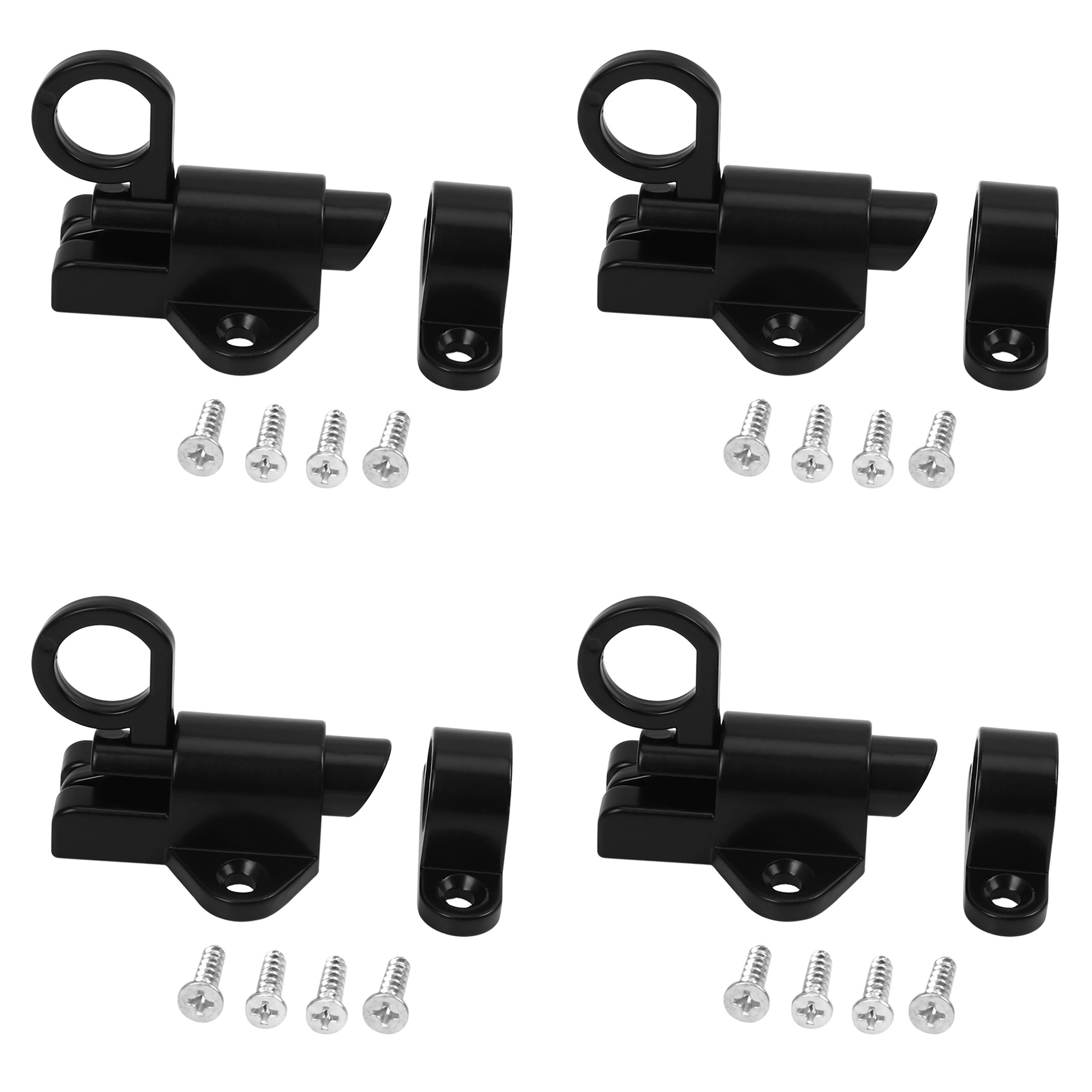 FORIDE 4X Aluminum Alloy Security Automatic Window Gate Lock Spring Bounce Door Bolt Latch, Black