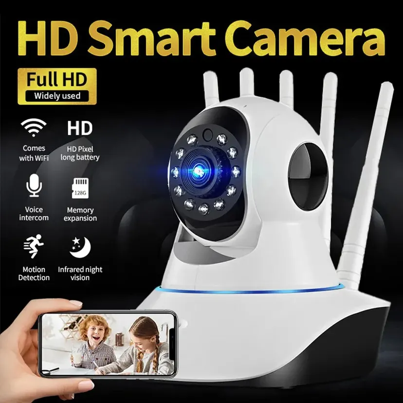 [5 Antenna] Wireless Ip Camera Home Suveillance Camera Wifi Cctv Monitor System Support P2P Phone Remote Control Ir-Cut Filter Infrared Night Vision Motion Detection Two-Way Audio Network Ptz Camera For Baby, Store, Office,Home, Elder