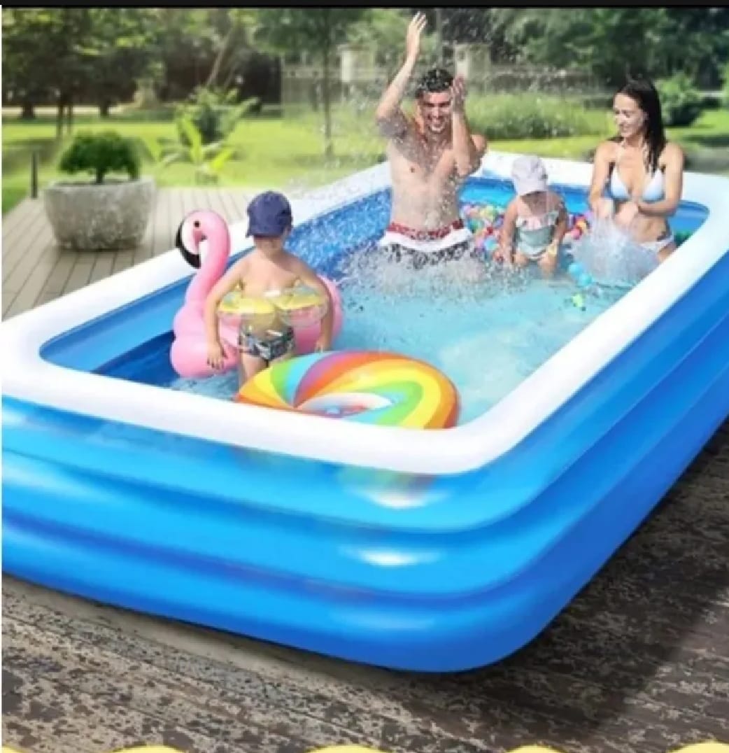 Bestway Inflatable Swimming Pool Adult Kids Family Size Inflatable And Thickened 3 Layer Outdoor Blue Rectangular Large Size 3.05m x 1.83m x 56cm