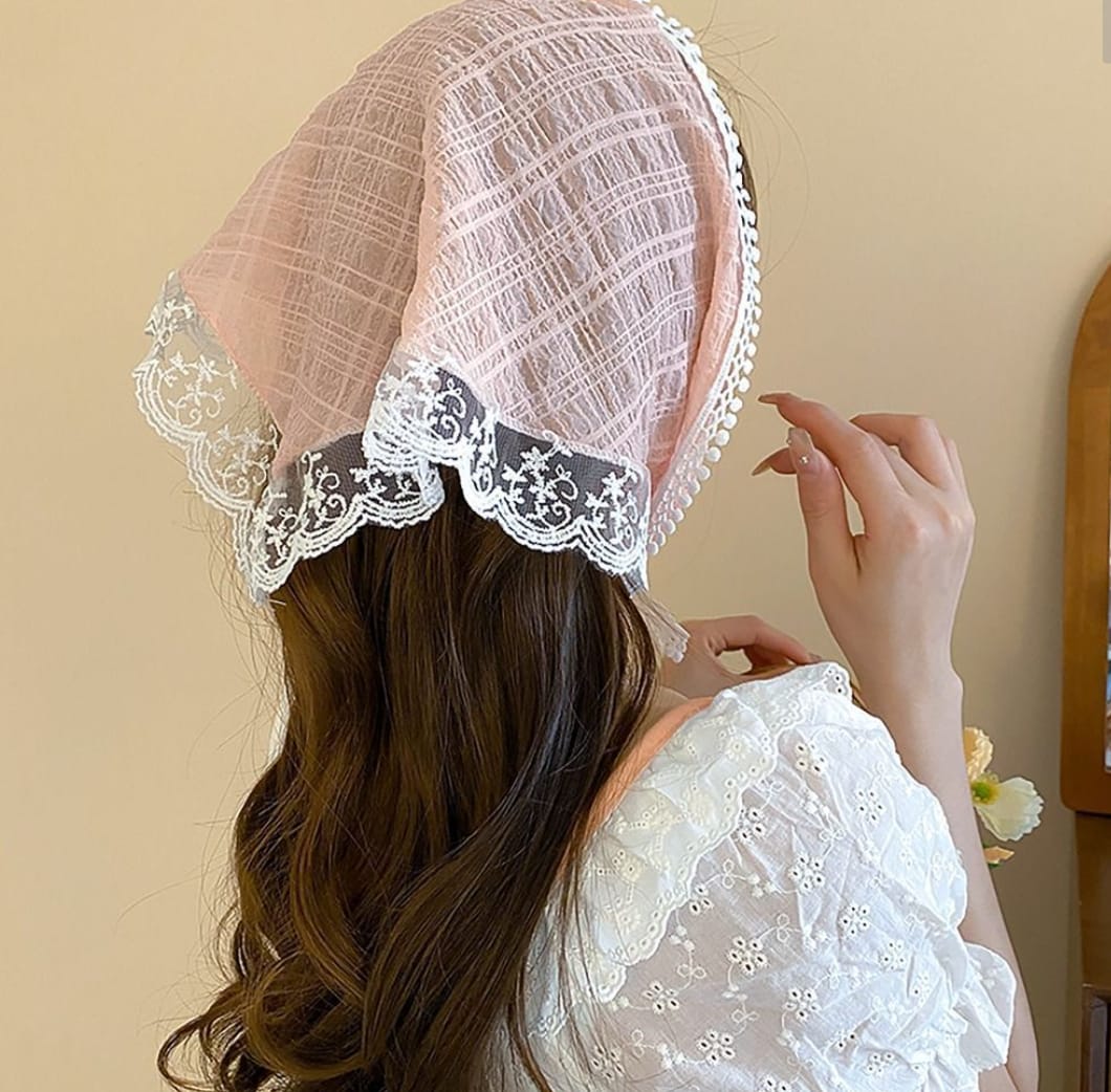 1pc Lace Flower Edge Sweet Beach Style Ribbon Headband For Hair Decoration - Sweet Pink Color Cute Hair Accessories For Girls & Women (Best Gift Ever)