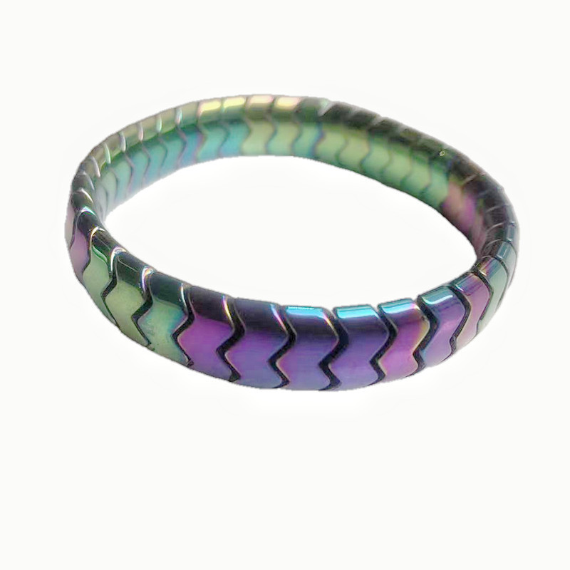 【New arrivals】Three-color starry sky letter W-shaped alloy mine hand row domineering men's multi-color energy stone bracelet for export