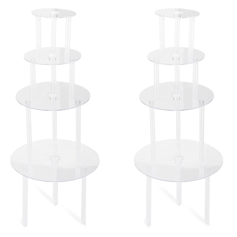 FORIDE 2 set Cake Stand Cake Plate 4 Reusable Cake Supports with 12 Plastic Dowel Rods Cake Supports