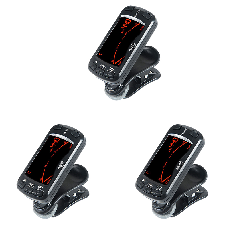 JAERBEE 3X Tm-25 Tm25 Clip-on Electric Tuner & Metronome Guitar Chromatic Bass Violin Ukulele Universal Multifunction