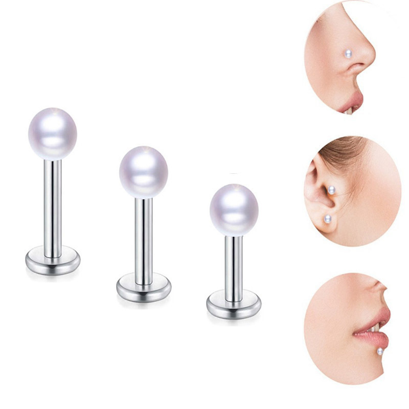 【New arrivals】Body Pearl Lip Stainless Steel Ear Bone Nail Small Ear Nail Ear Lip Ring Jewelry