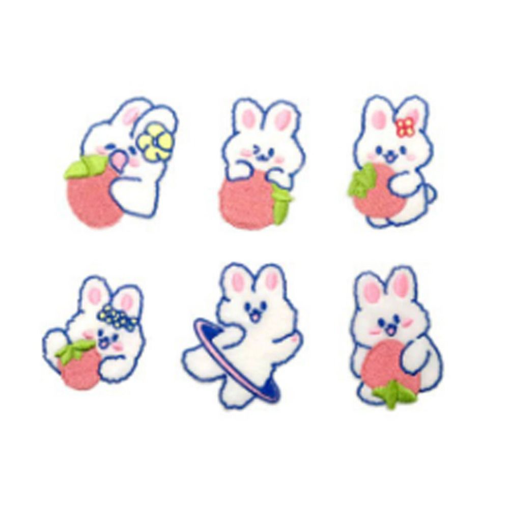 6PCS Clothing Accesories Rabbit Astronaut Bunny Embroidered Patch Self-adhesive Cartoon Clothing Patch DIY Cute Clothes Appliques Sewing