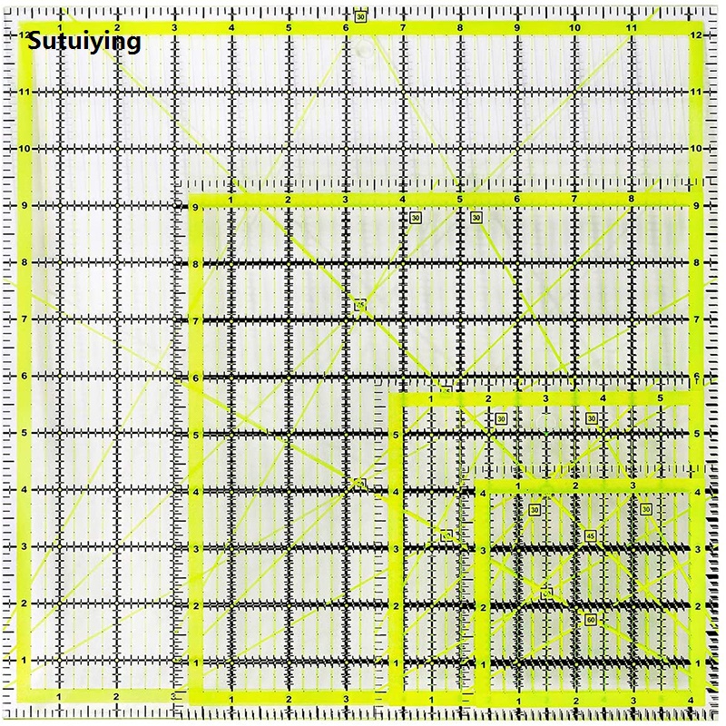 Sutuiying MIUSIE 1Pcs/Set Square Acrylic Fabric Cloth Ruler for Patchwork Portable DIY Sewing Quilting Yardstick Cutting Craft Scale Drawing Tools