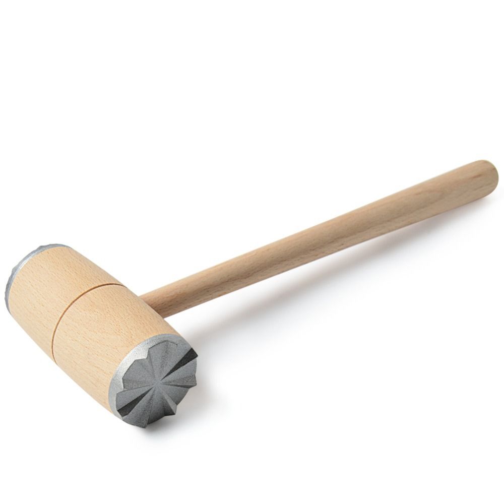 Kitchen Tool Wooden Meat Hammer Aluminium Two Sides Meat Mallet Practical Durable Steak Hammer Flattening Pounding
