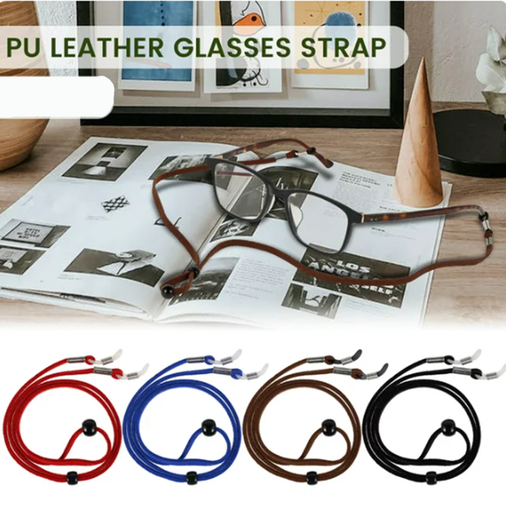 Anti-Slip Eyeglass Strap Lightweight Universal Fit Adjustable Glasses Holder Premium Leather Sunglasses Chain for Sports